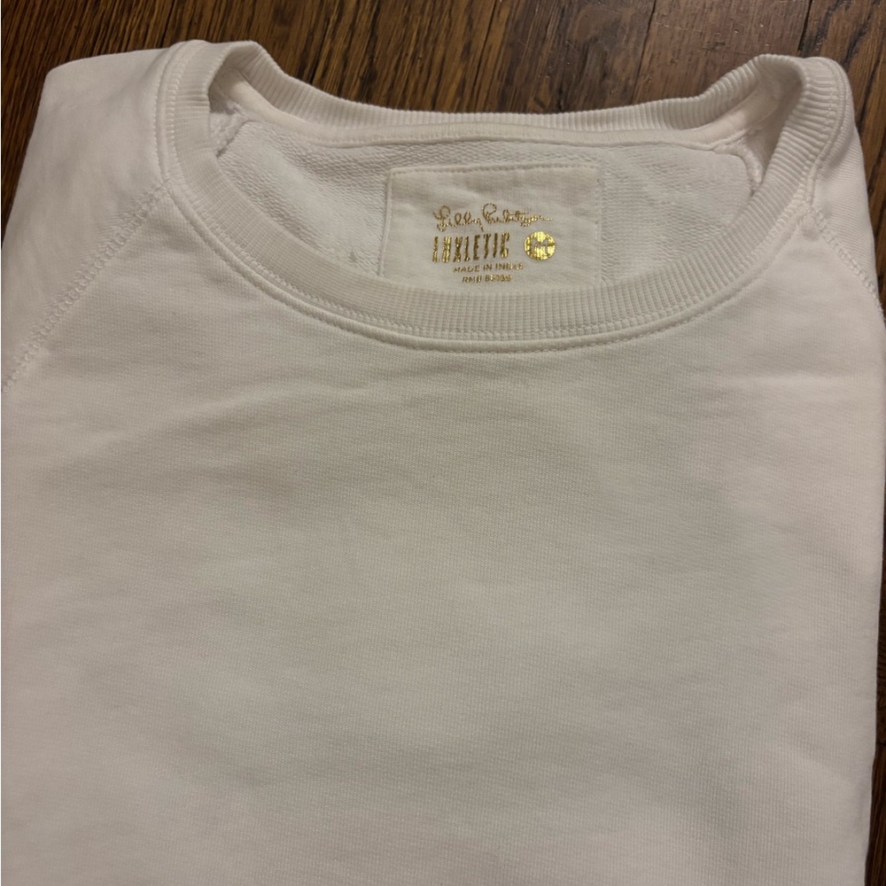 Lilly Pulitzer Luxletic White and Gold Crewneck Sweatshirt
